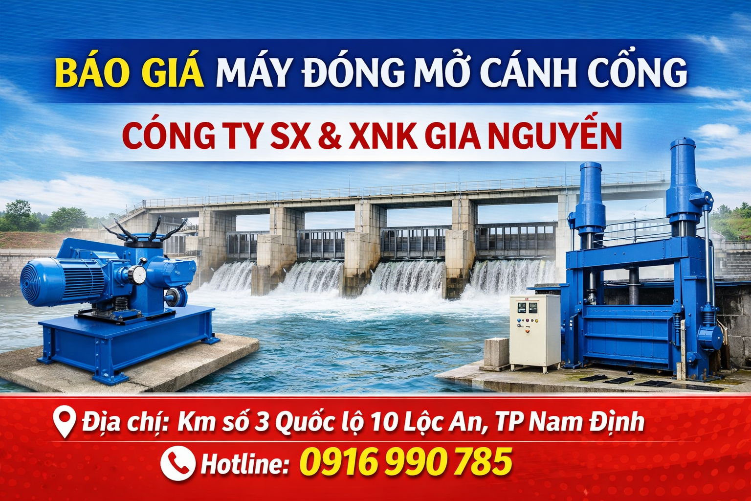 Báo giá máy đóng mở cánh cống