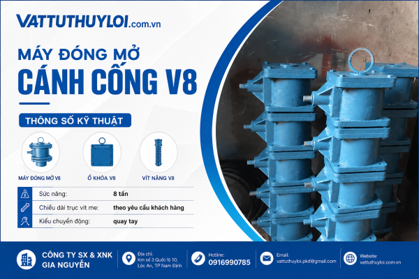 Máy Đóng Mở Cánh Cống V8 Quay Tay – Giải Pháp Nâng Hạ Cửa Van 8 Tấn Bền Bỉ, Hiệu Quả