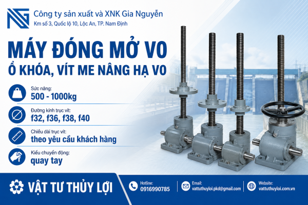 Máy Đóng Mở V0 Cánh Cống, Van Cửa Phai – Giải Pháp Nâng Hạ Hiệu Quả Cho Công Trình Thủy Lợi Quy Mô Nhỏ