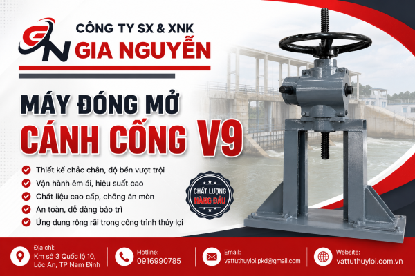 Máy đóng mở cánh cống V9 chính hãng | Máy đóng mở V9 sức nâng 9 tấn