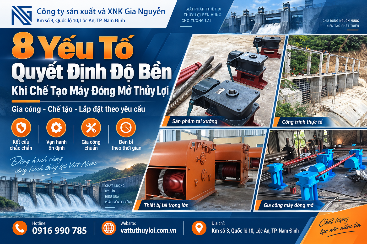 8 Yếu Tố Quyết Định Độ Bền Khi Chế Tạo Máy Đóng Mở Thủy Lợi