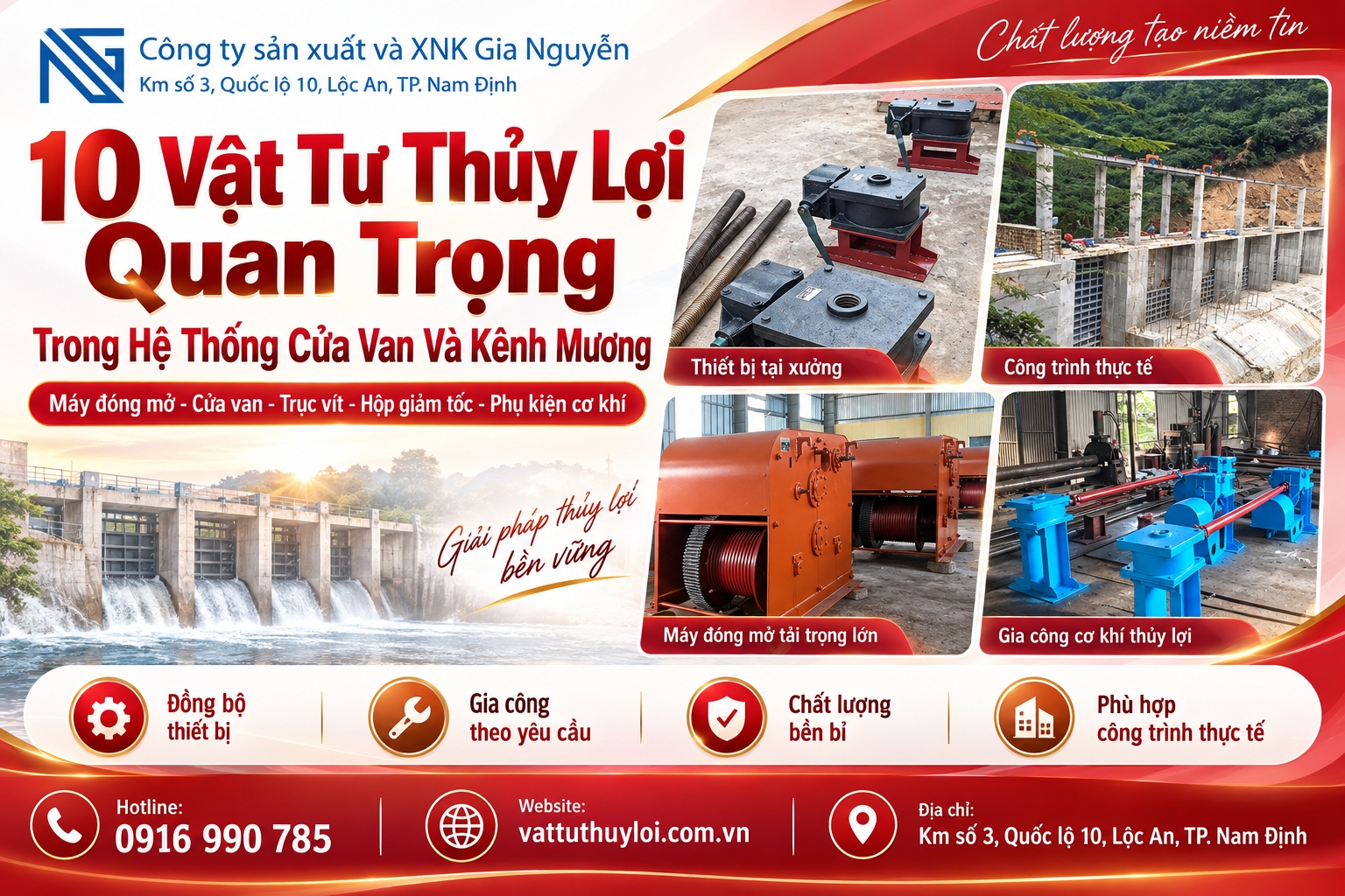 10 Vật Tư Thủy Lợi Quan Trọng Trong Hệ Thống Cửa Van Và Kênh Mương